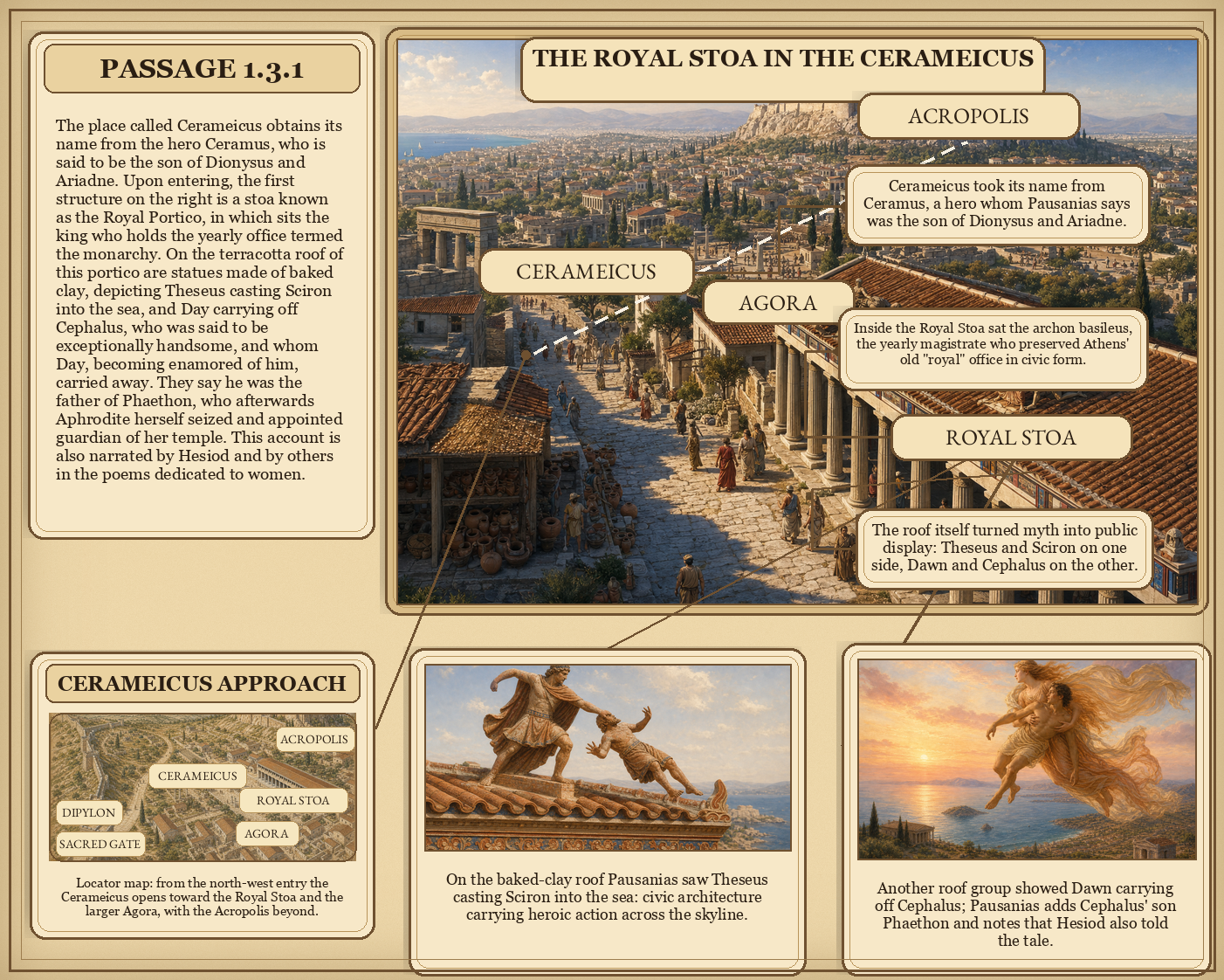 Illustrated page for Pausanias 1.3.1